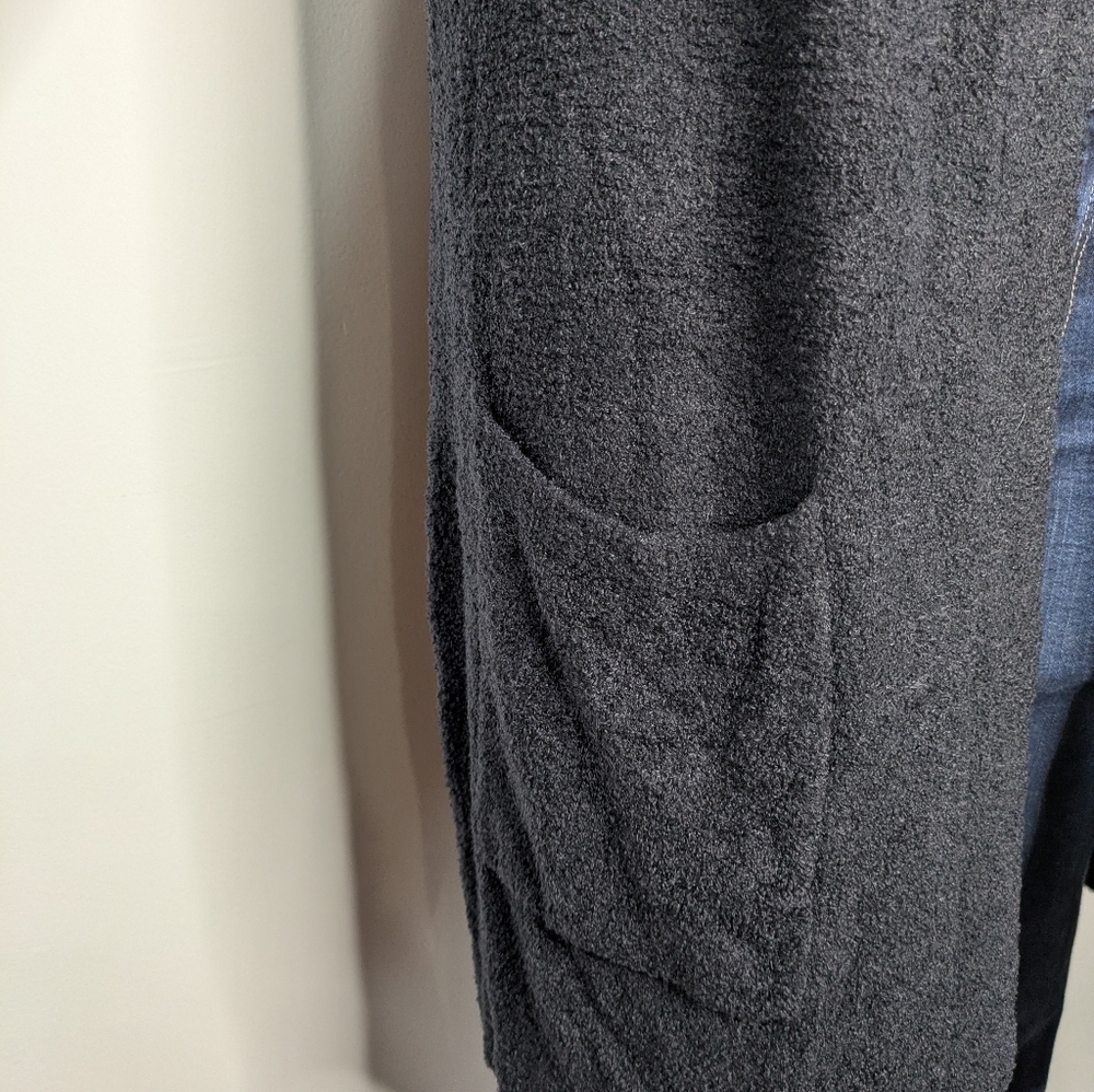 Barefoot Dreams Cozy Chic Lite Black Hoodie Cardigan Sweater Robe M - Picture 4 of 9